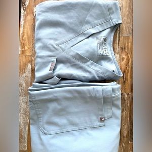 Figs Dusty Blue Catarina One Pocket and Cargo Pant Set